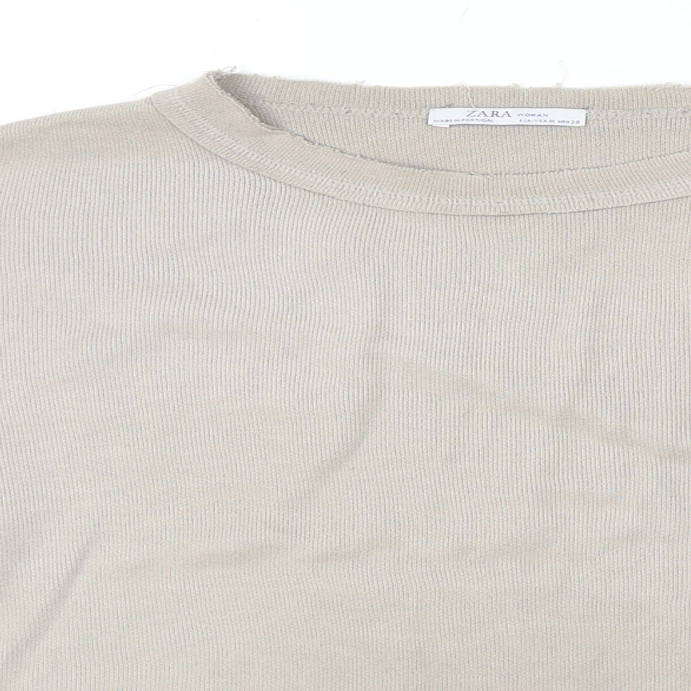 Zara Womens Beige Polyester Pullover Sweatshirt Size M Pullover