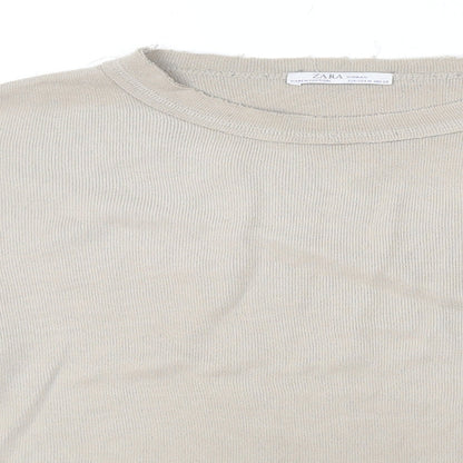 Zara Womens Beige Polyester Pullover Sweatshirt Size M Pullover
