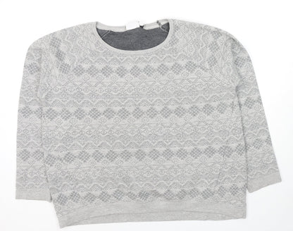 New Look Womens Grey Geometric Cotton Pullover Sweatshirt Size 14 Pullover