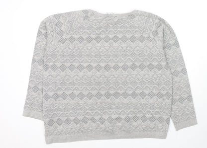 New Look Womens Grey Geometric Cotton Pullover Sweatshirt Size 14 Pullover