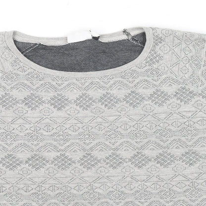 New Look Womens Grey Geometric Cotton Pullover Sweatshirt Size 14 Pullover