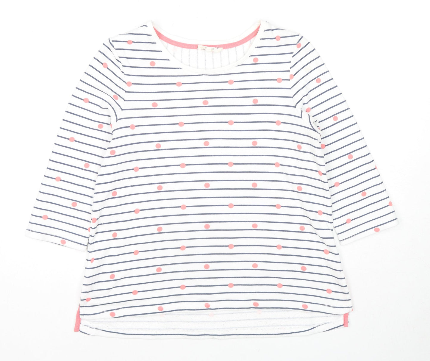 Cambridge Womens White Striped Cotton Jersey T-Shirt Size S Scoop Neck - Polka Dot