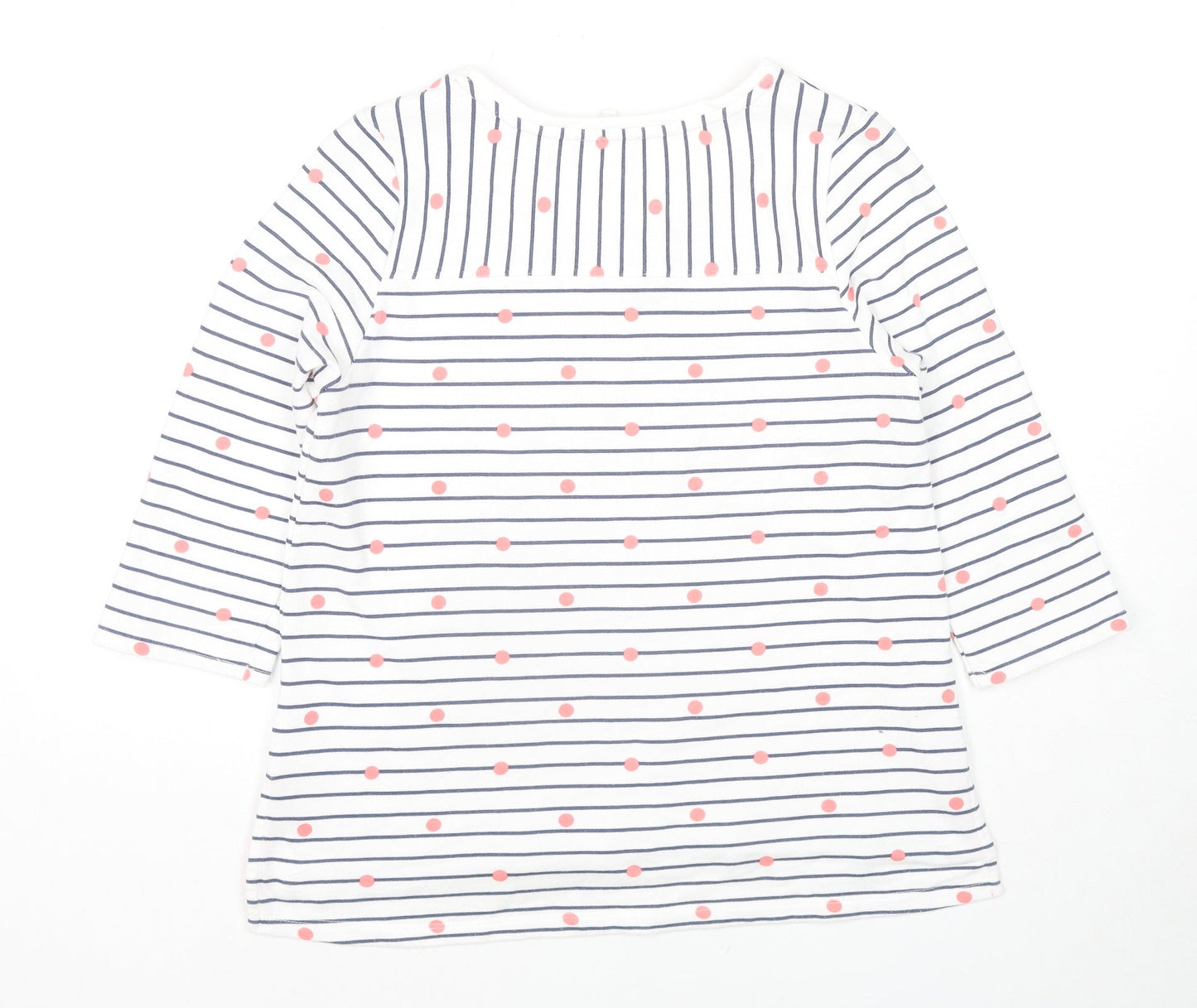 Cambridge Womens White Striped Cotton Jersey T-Shirt Size S Scoop Neck - Polka Dot