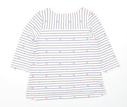 Cambridge Womens White Striped Cotton Jersey T-Shirt Size S Scoop Neck - Polka Dot