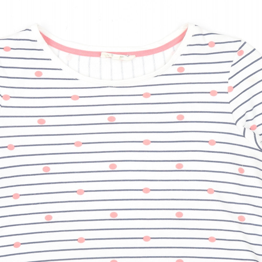 Cambridge Womens White Striped Cotton Jersey T-Shirt Size S Scoop Neck - Polka Dot