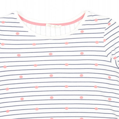 Cambridge Womens White Striped Cotton Jersey T-Shirt Size S Scoop Neck - Polka Dot