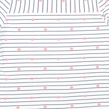 Cambridge Womens White Striped Cotton Jersey T-Shirt Size S Scoop Neck - Polka Dot