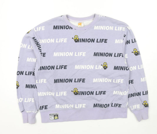 Minions Womens Purple Cotton Pullover Sweatshirt Size M Pullover - Despicable Me Minion Life
