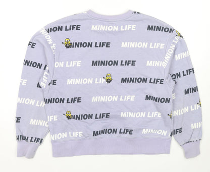 Minions Womens Purple Cotton Pullover Sweatshirt Size M Pullover - Despicable Me Minion Life