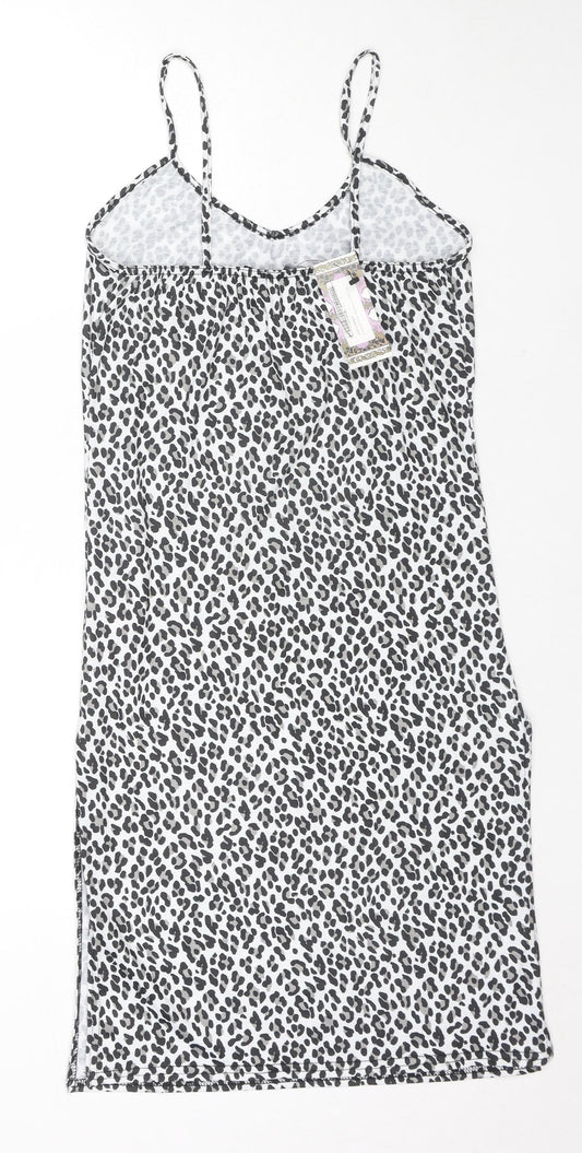 Boohoo Womens Multicoloured Animal Print Cotton Tank Dress Size 10 V-Neck Pullover - Side Slit(s)