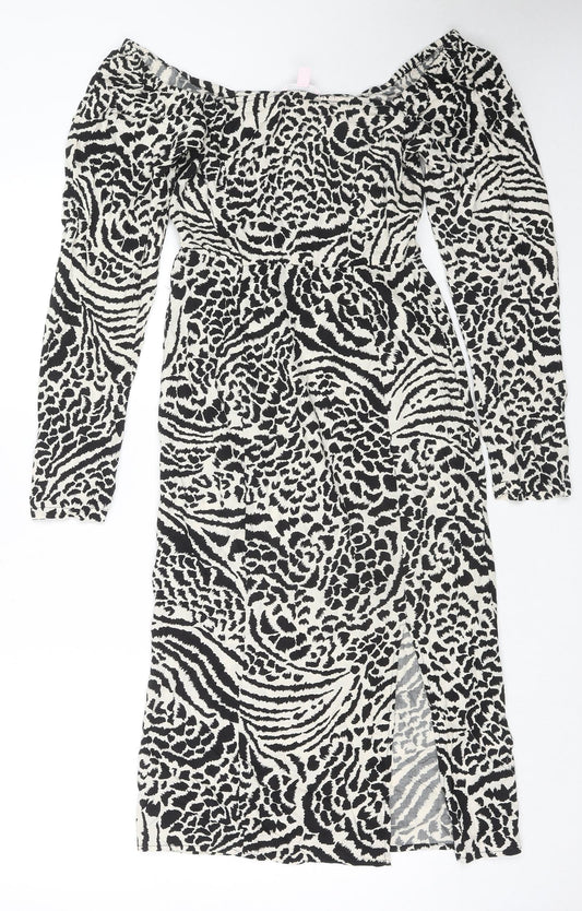 Miss Selfridge Womens Black Viscose A-Line Size 4 Off the Shoulder Pullover - Side Slit(s)