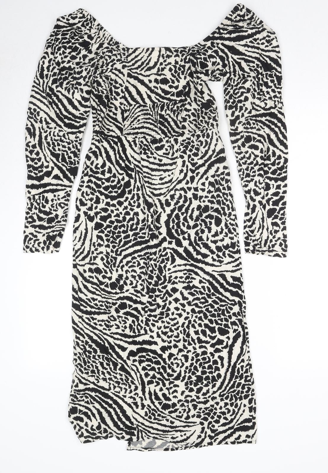 Miss Selfridge Womens Black Viscose A-Line Size 4 Off the Shoulder Pullover - Side Slit(s)