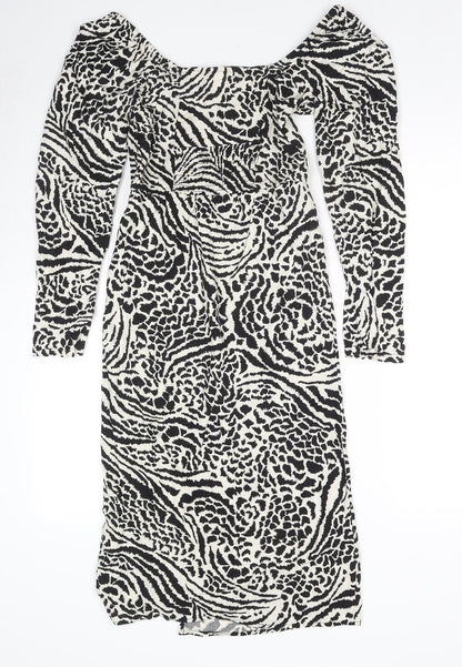 Miss Selfridge Womens Black Viscose A-Line Size 4 Off the Shoulder Pullover - Side Slit(s)