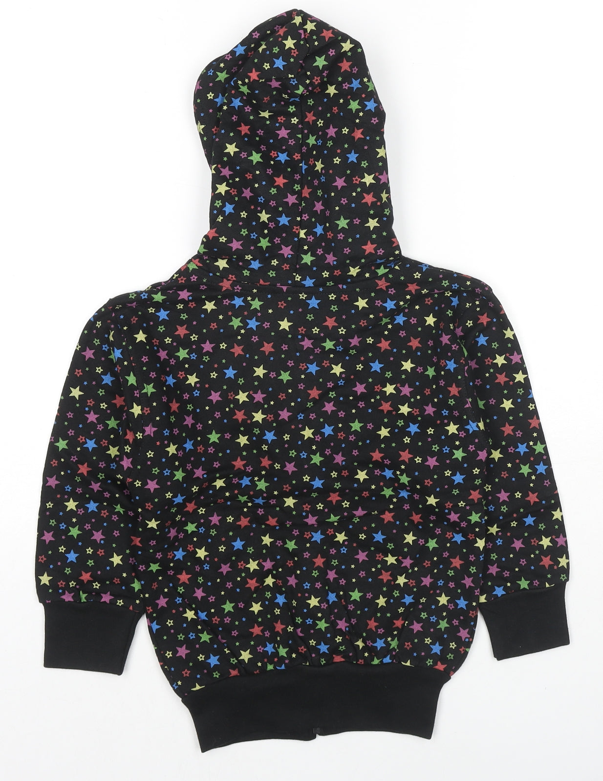 Bubble Girls Black Geometric Cotton Full Zip Hoodie Size 4 Years Zip - Stars