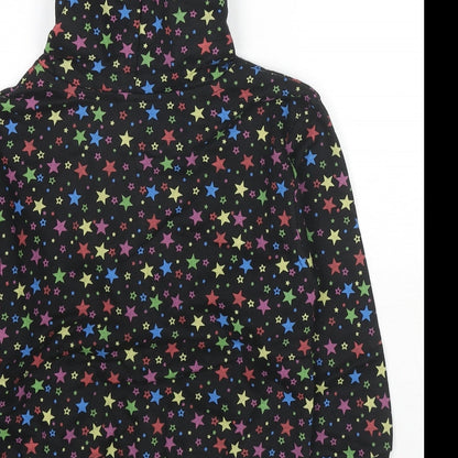 Bubble Girls Black Geometric Cotton Full Zip Hoodie Size 4 Years Zip - Stars