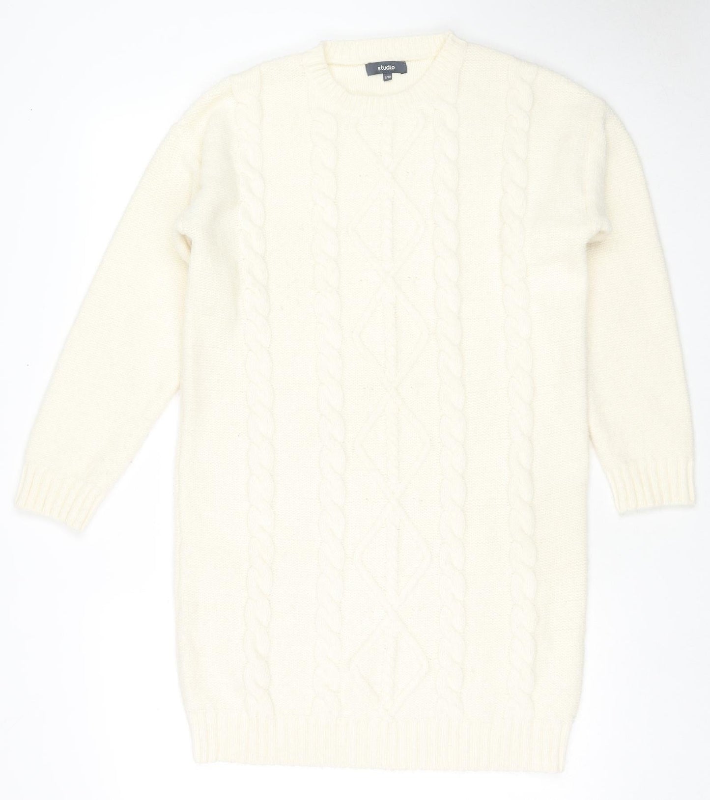 Womens UK Size 8 Studio White Tunic Jumper
