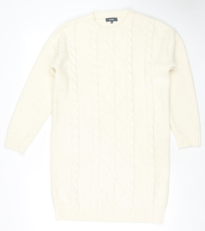 Womens UK Size 8 Studio White Tunic Jumper