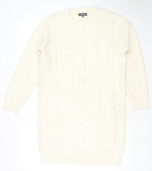 Womens UK Size 8 Studio White Tunic Jumper
