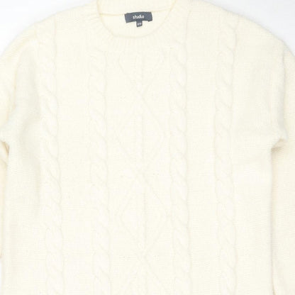 Womens UK Size 8 Studio White Tunic Jumper