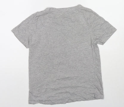Sfera Womens Grey Polyester Basic T-Shirt Size S Round Neck - Beaded Detail