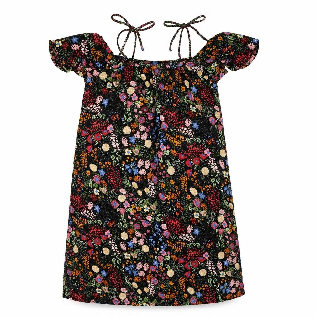 Only Womens Multicoloured Floral Polyester Shift Size 8 Square Neck Tie - Cold Shoulder