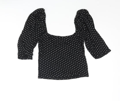Womens UK Size 8 Missguided Black Cropped Blouse
