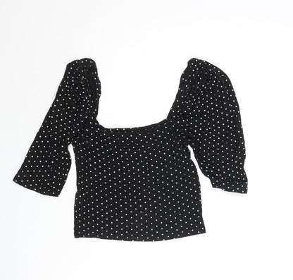 Womens UK Size 8 Missguided Black Cropped Blouse