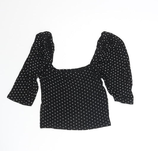 Womens UK Size 8 Missguided Black Cropped Blouse