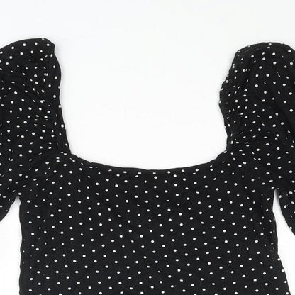 Womens UK Size 8 Missguided Black Cropped Blouse
