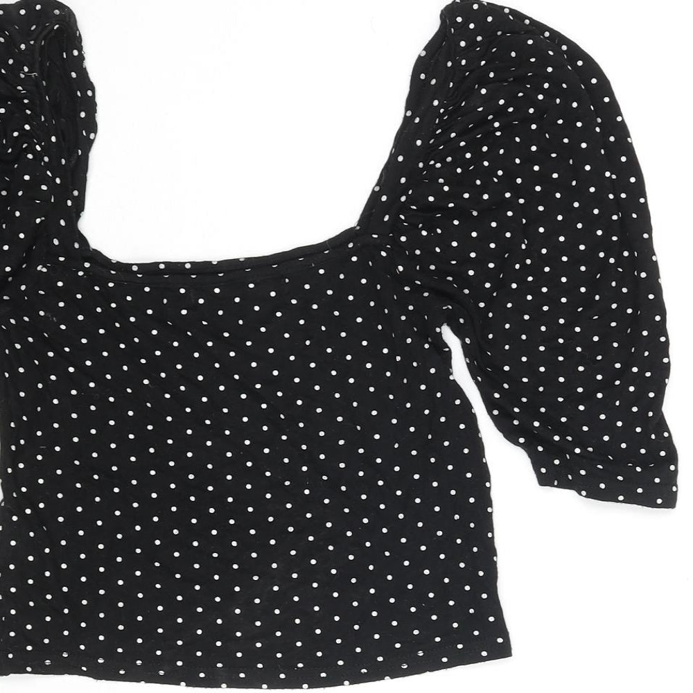 Womens UK Size 8 Missguided Black Cropped Blouse