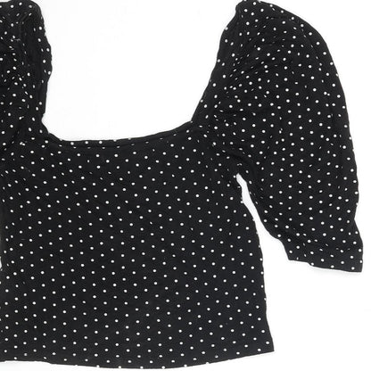 Womens UK Size 8 Missguided Black Cropped Blouse