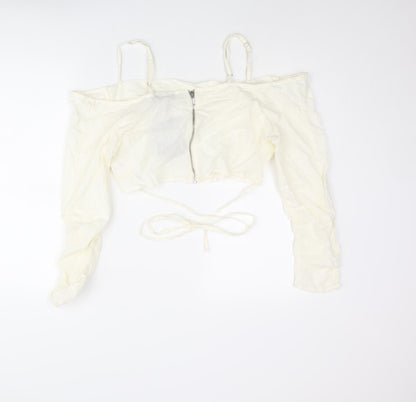 Womens UK Size 12 PRETTYLITTLETHING Ivory Cropped Blouse