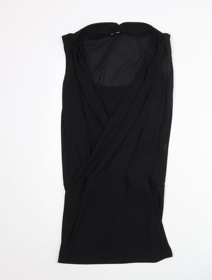 Womens UK Size 10 River Island Black Tunic Blouse