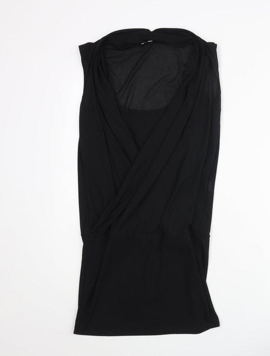 Womens UK Size 10 River Island Black Tunic Blouse