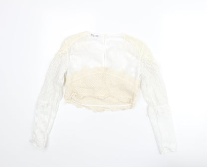 Womens UK Size 8 NEXT White Cropped Blouse