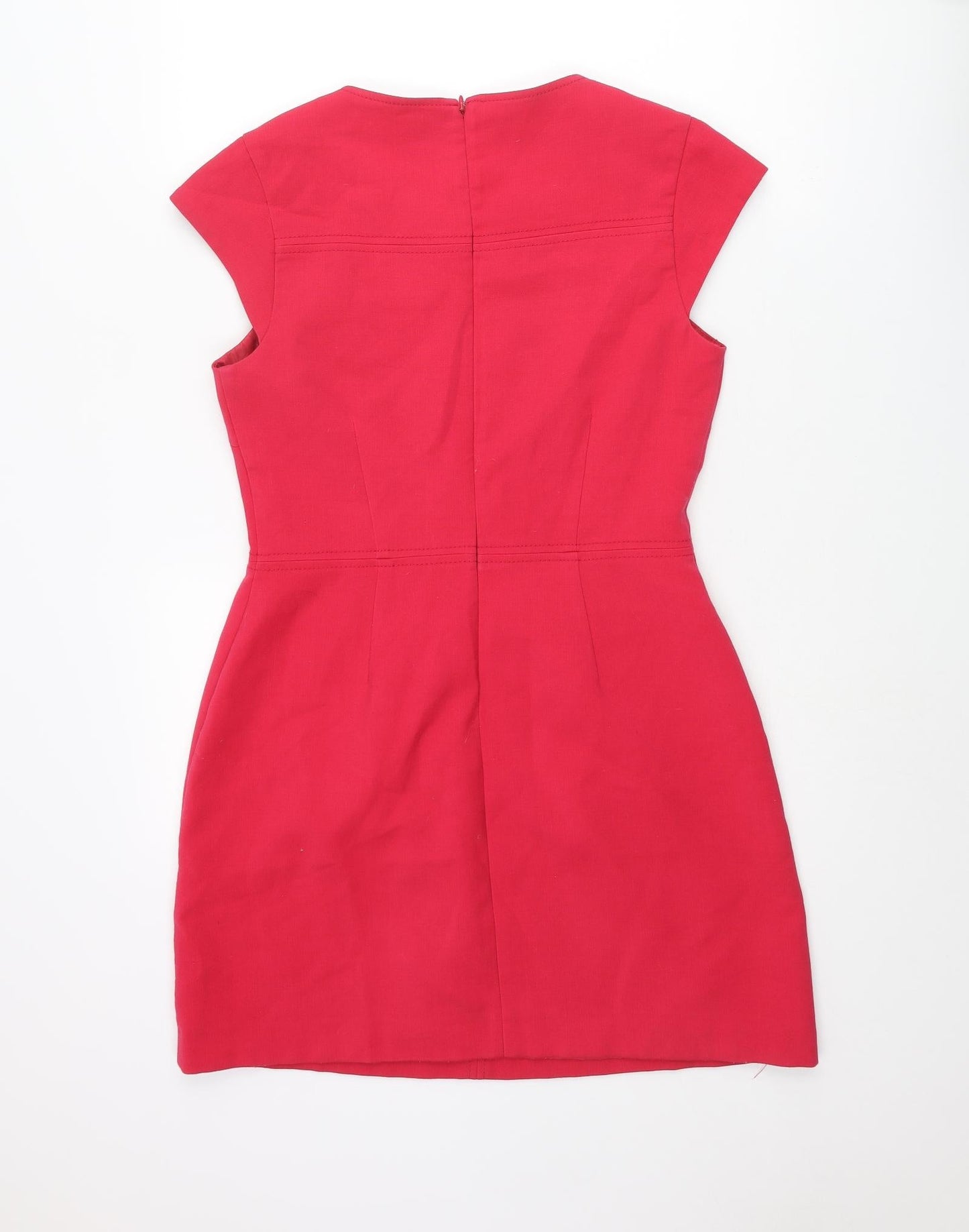 Warehouse Womens Pink Polyester A-Line Size 12 Round Neck Zip