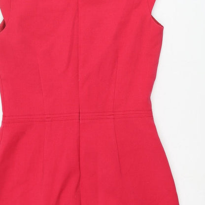 Warehouse Womens Pink Polyester A-Line Size 12 Round Neck Zip