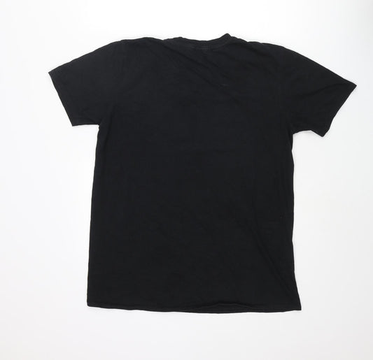 PRETTYLITTLETHING Womens Black Polyester Basic T-Shirt Size M Round Neck - Wanderer Road Print