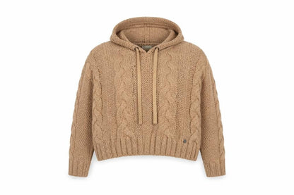 BSB Womens Beige Round Neck Acrylic Pullover Jumper Size M - Hooded Cropped