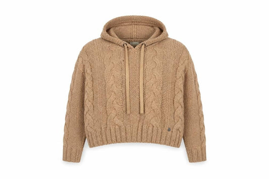 BSB Womens Beige Round Neck Acrylic Pullover Jumper Size M - Hooded Cropped