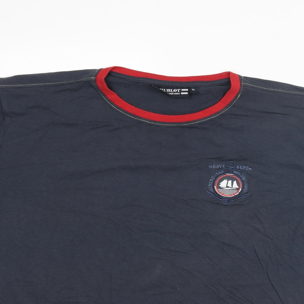 Hublot Mens Blue Cotton T-Shirt Size XL Crew Neck - Navy Dept