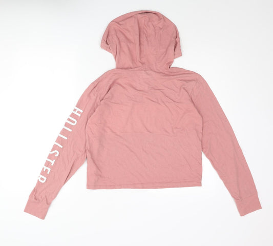 Hollister Womens Pink Colourblock Polyester Pullover Hoodie Size S Pullover - Sleeve Logo