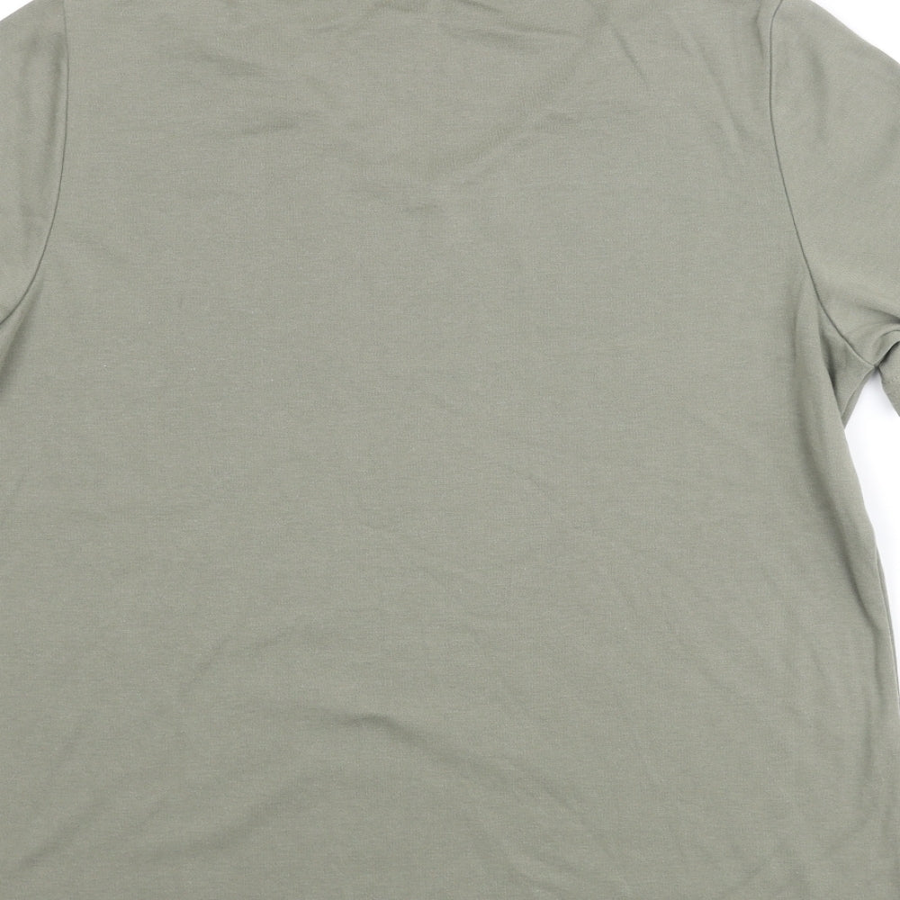 Bonmarché Womens Green Polyester Basic T-Shirt Size M V-Neck - Floral Print