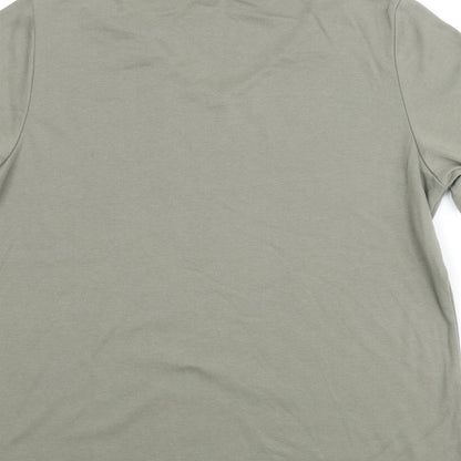 Bonmarché Womens Green Polyester Basic T-Shirt Size M V-Neck - Floral Print