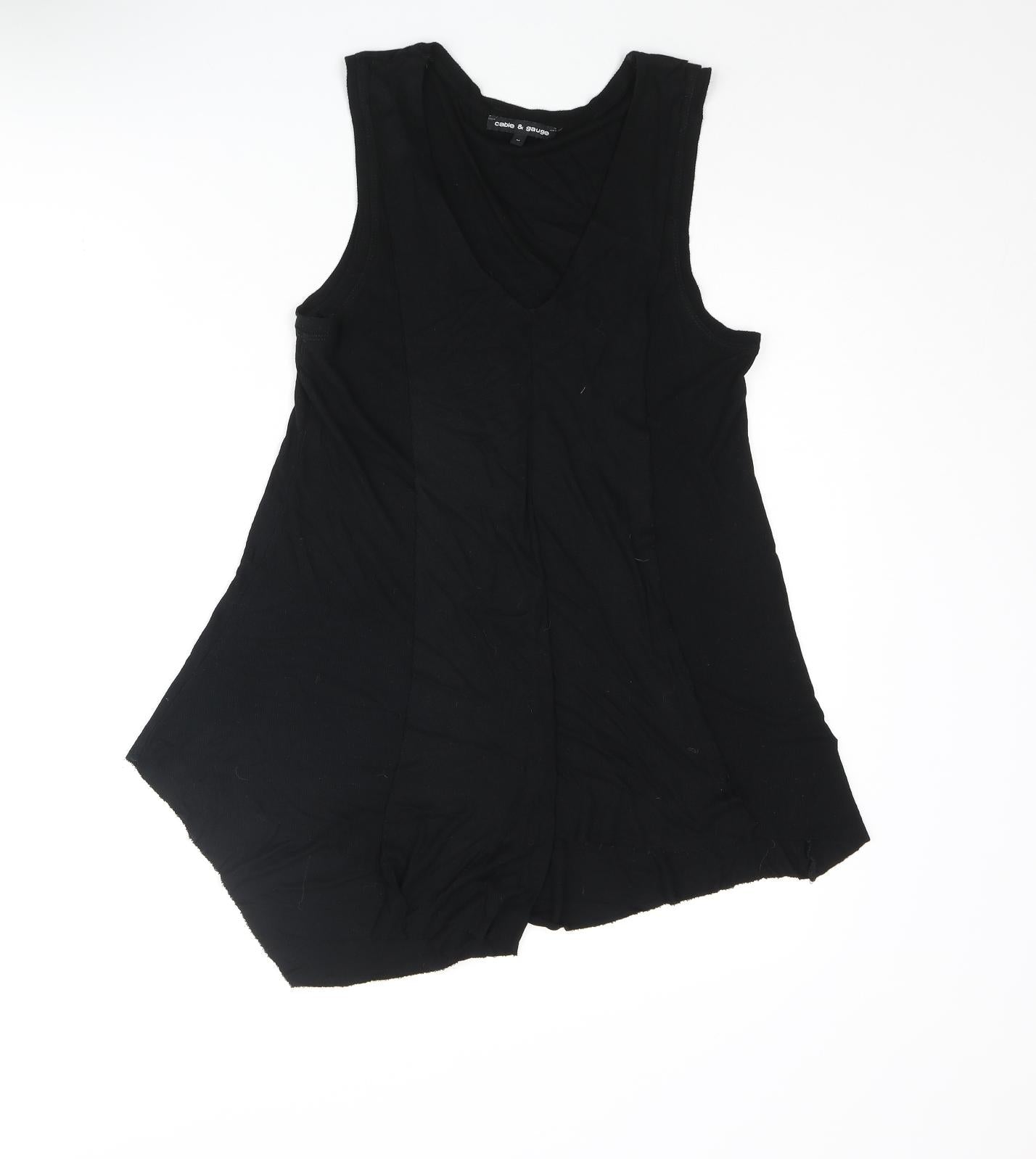 Womens UK Size M Cable & Gauge Black Camisole Blouse