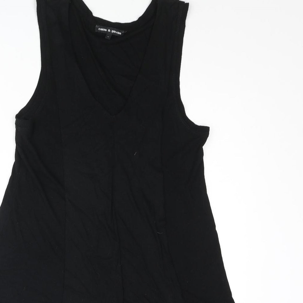 Womens UK Size M Cable & Gauge Black Camisole Blouse