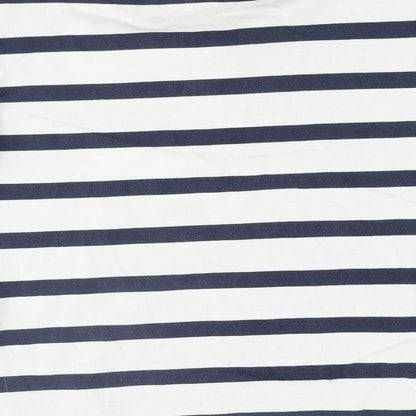 Autograph Womens Blue Striped Cotton Basic Blouse Size 10 Round Neck - Bow