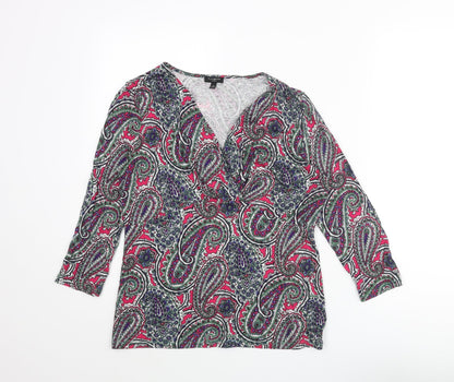 Tablots Womens Multicoloured Paisley Viscose Basic Blouse Size S V-Neck