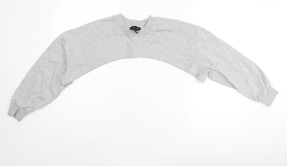 New Look Womens Grey Cotton Pullover Sweatshirt Size S Pullover - Cropped