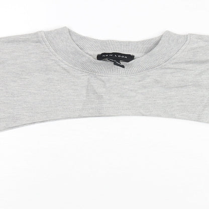 New Look Womens Grey Cotton Pullover Sweatshirt Size S Pullover - Cropped